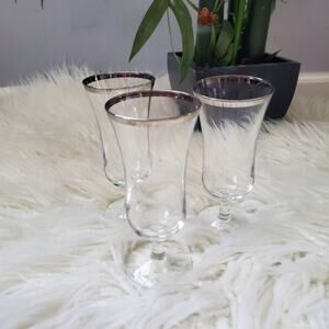 Flute Glasses With Silver Band Glassware